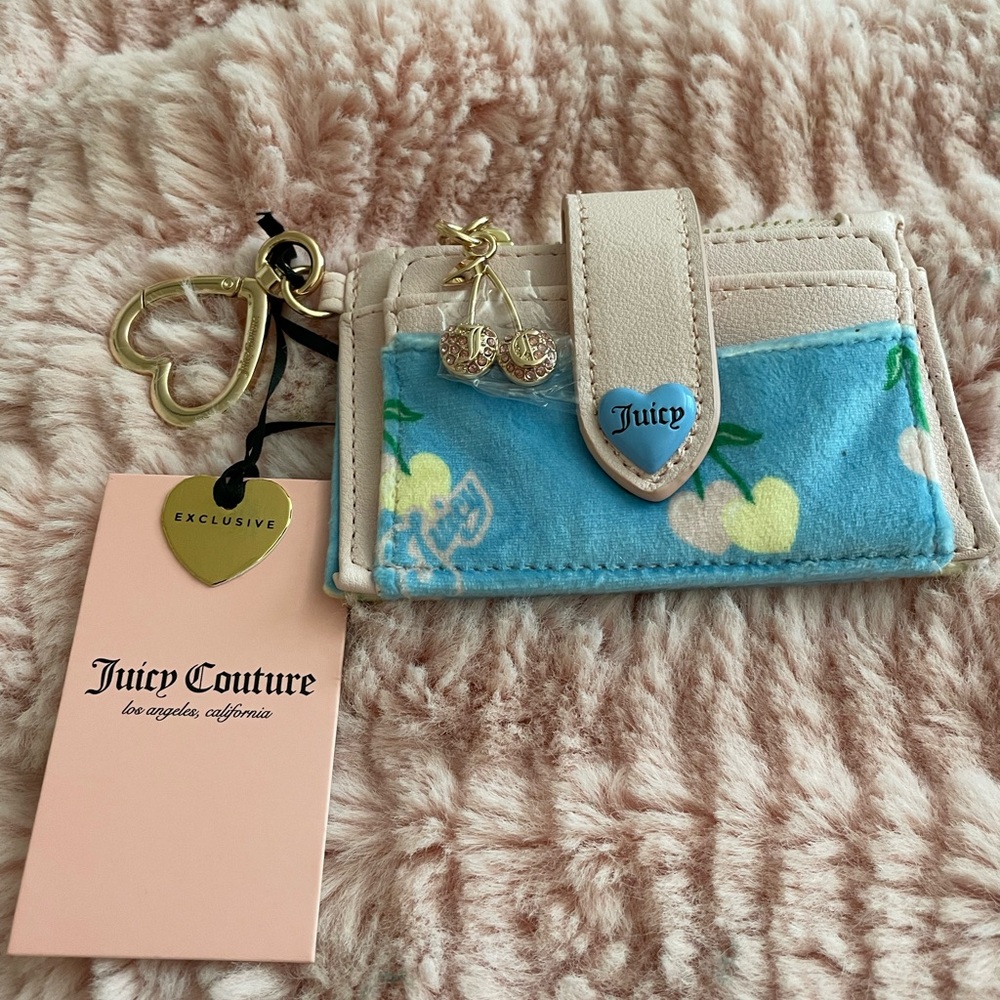 Juicy Couture Blue and Cream Floral Card Holder